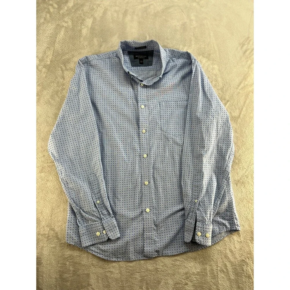 Banana Republic Untucked Fit Shirt Mens L Organic Cotton Long Sleeve Casual